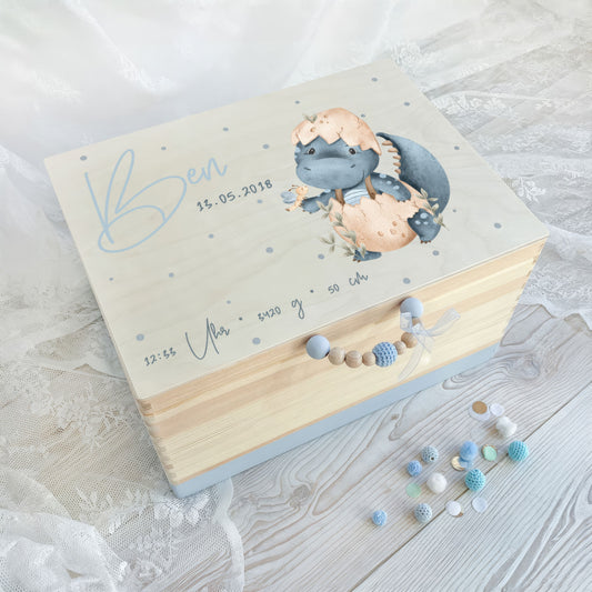 Erinnerungskiste Dino im Ei