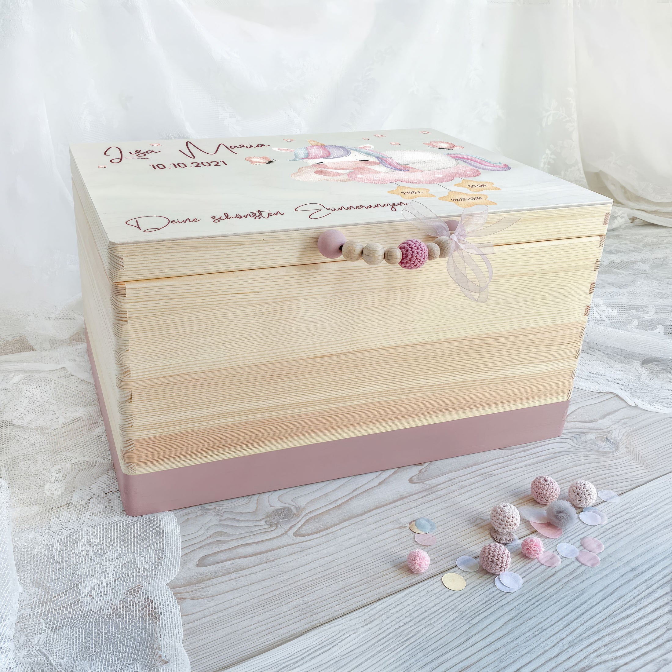 Erinnerungskiste Einhorn auf Wolke