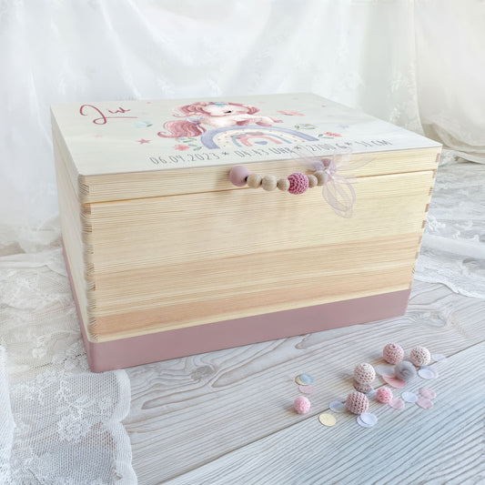 Erinnerungskiste Einhorn auf Regenbogen