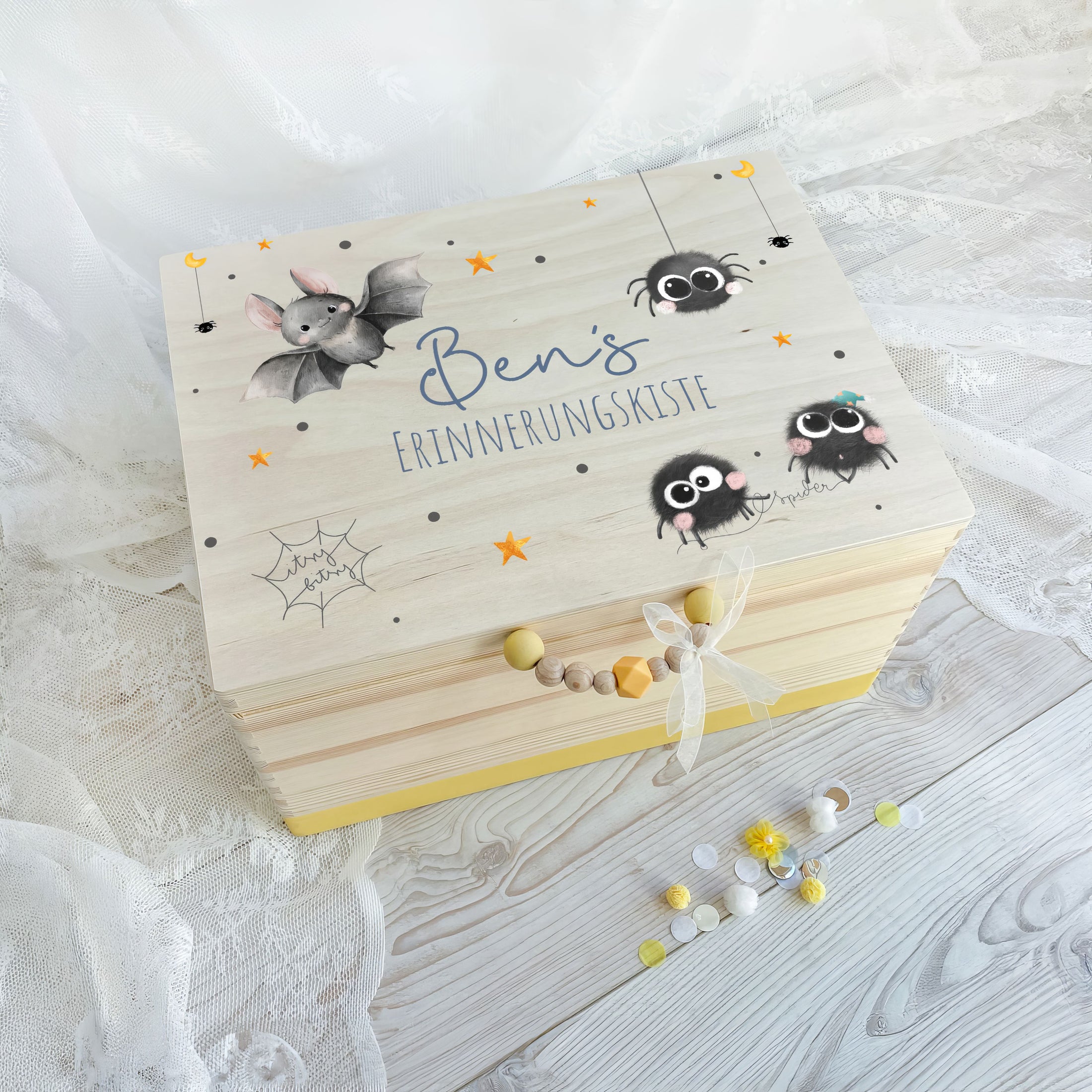 Erinnerungskiste Fledermaus und Spinnen