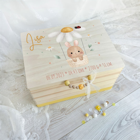 Erinnerungskiste Hase im Heißluftballon