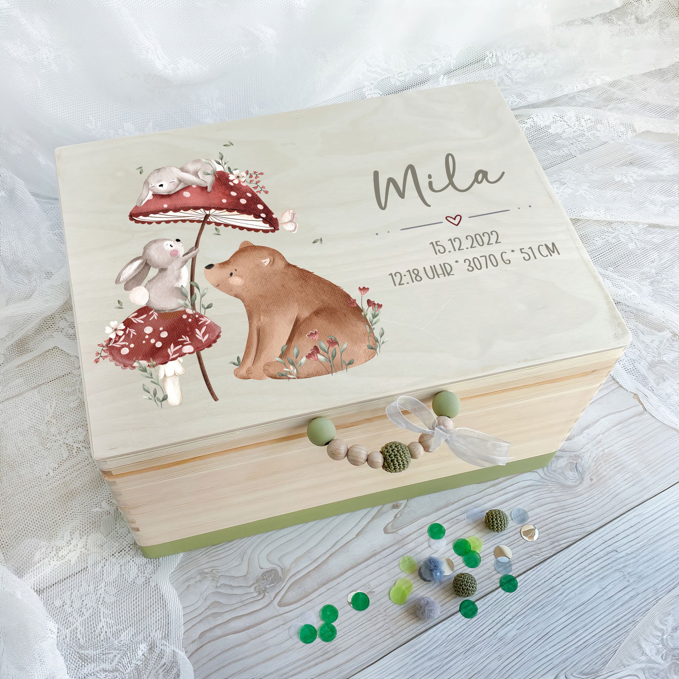 Erinnerungskiste Hasen und Bär